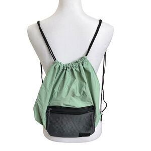 Caraa Drawstring Backpack Green Packable Travel Pouch Cinch Bag Zipper Pocket
